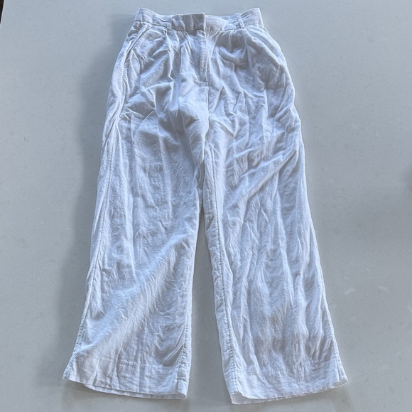 Sloane Abercrombie White Linen Wide-Leg Pants - Picture 2 of 9